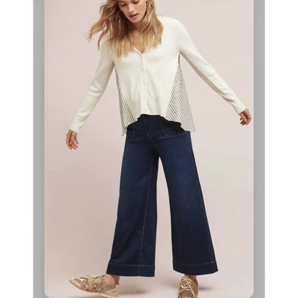 ANTHROPOLOGIE MOTH MIXED MEDIA CARDIGAN - XS - Picture 2 of 7